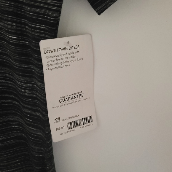 Cinched ruched asymmetrical body con striped athleta downtown dress - Picture 6 of 6